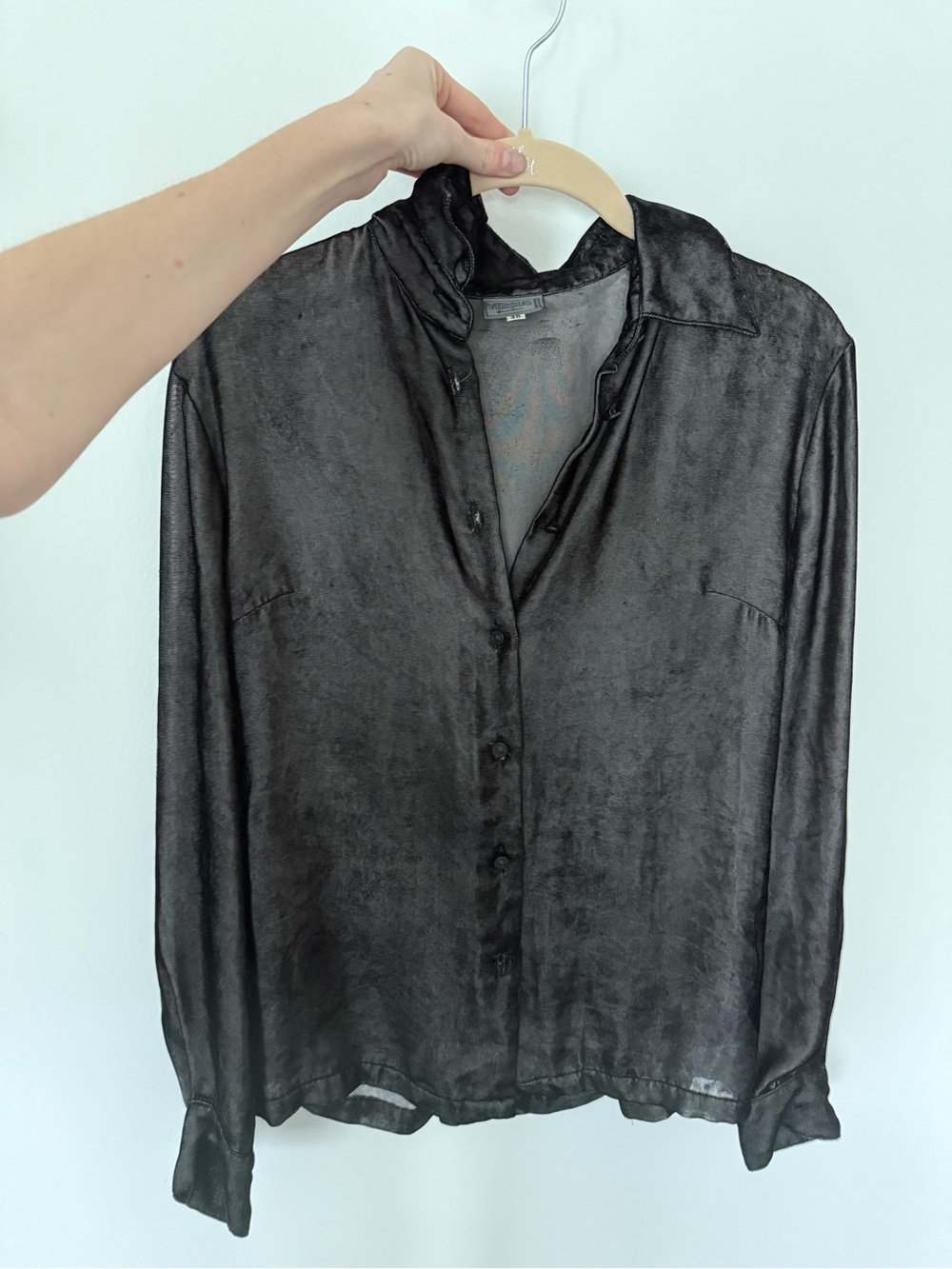 Versus Versace Black Satin Button-Front Blouse